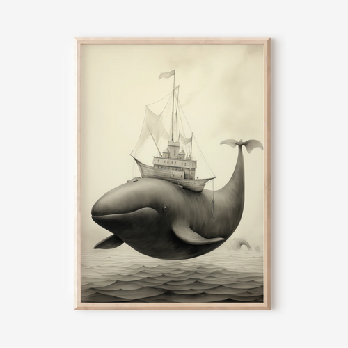 Vintage Black Whale | Art Print